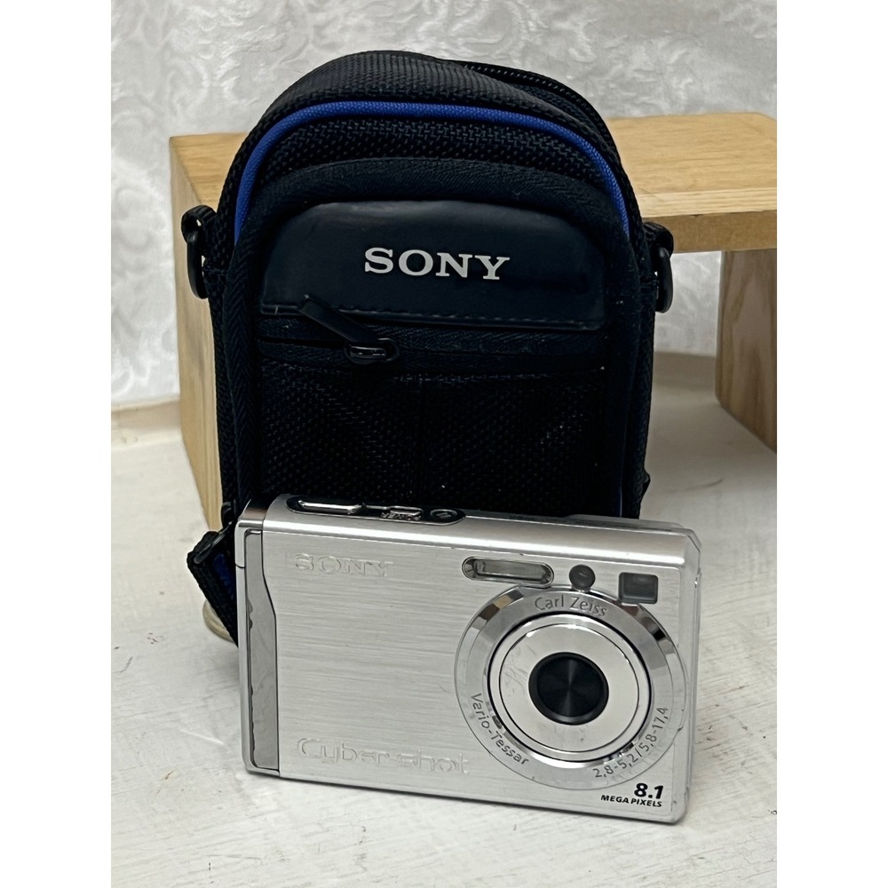 Sony Cyber-shot DSC-W90 8.1MP Digital Camera Silver Carl Zeiss Lens with Case